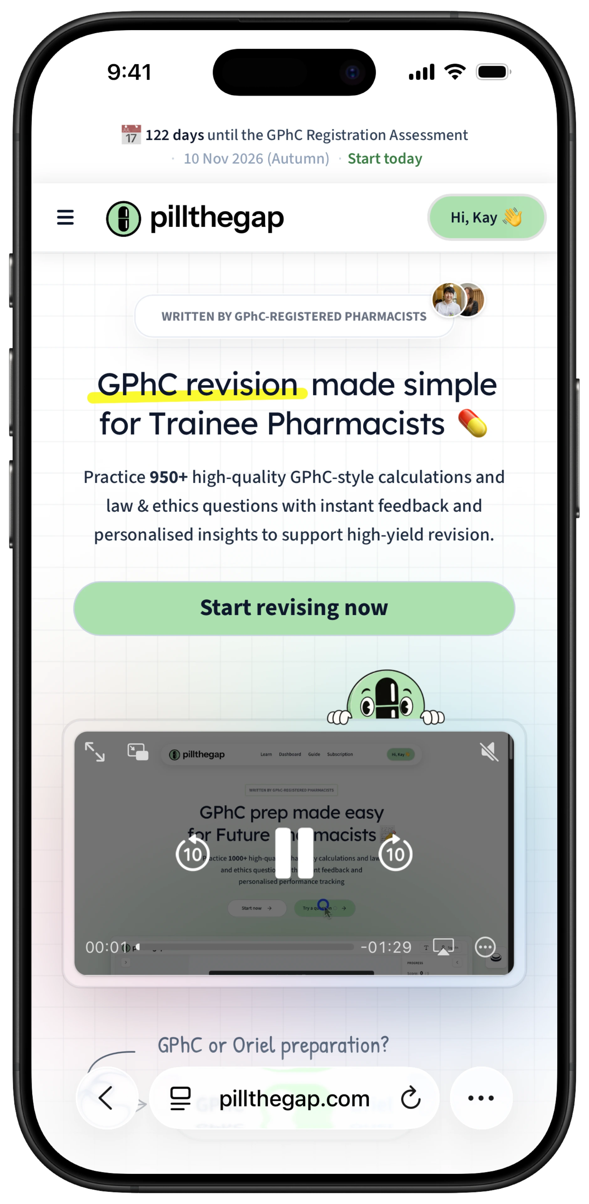 PillTheGap mobile landing page